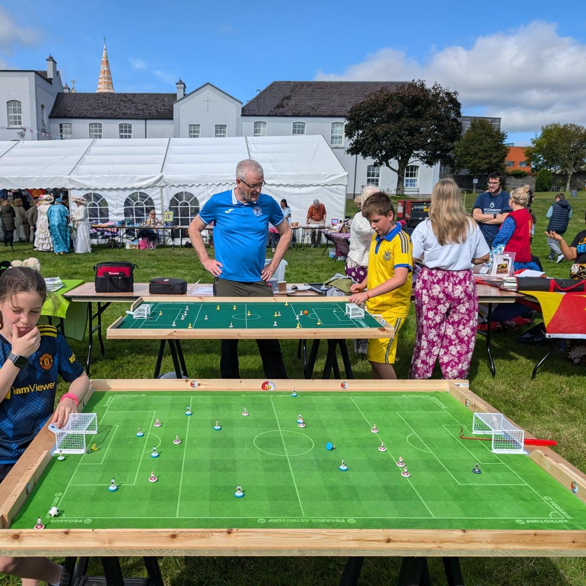 #Subbuteo in the sun 🌞 

Great fun being had at the SMA International Fun day in Wilton.