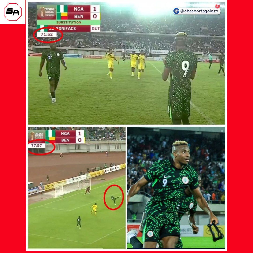 sportafrica2024's tweet photo. Victor Osimhen scored 6 minutes after coming on as a sub. ๐ฅ
Sport newsโก๏ธhttps://t.co/UhIqOCg140
#Nigeria #Benin #AFCON #AfricaCupofNations #VictorOsimhen #Osimhen #football #footballnews #footballlegend #SportsUpdate #footballfans #sportnews #footballstatistics #footballstats https://t.co/5SPh8HhioD