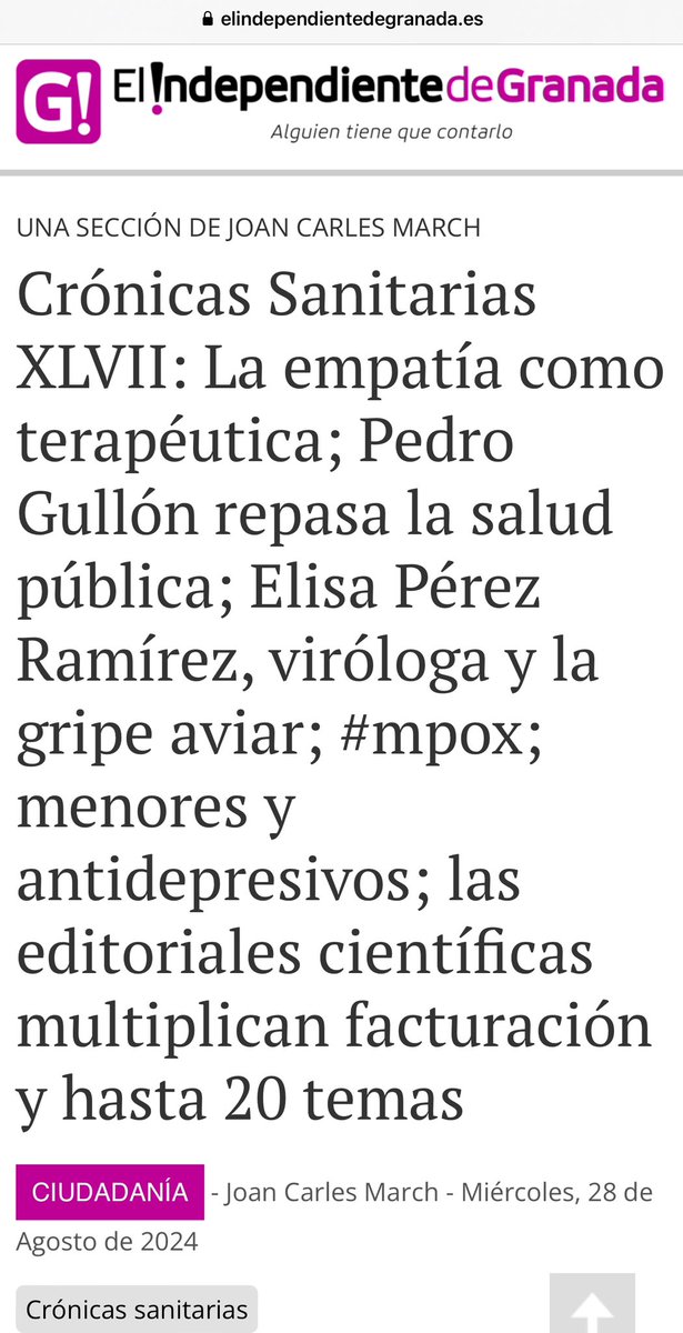 joancmarch's tweet image. ❌#Patógenos q podrían provocar la próxima #pandemia &amp;gt; 30: Sarbecovirus, Merbecovirus y cepas q causan cólera, peste, disentería, diarrea y neumonía

🫂Radiografía del #suicidio: baja la media, pero las médicas siguen en el foco

Mis #CrónicasSanitarias

🔴elindependientedegranada.es/ciudadania/cro…