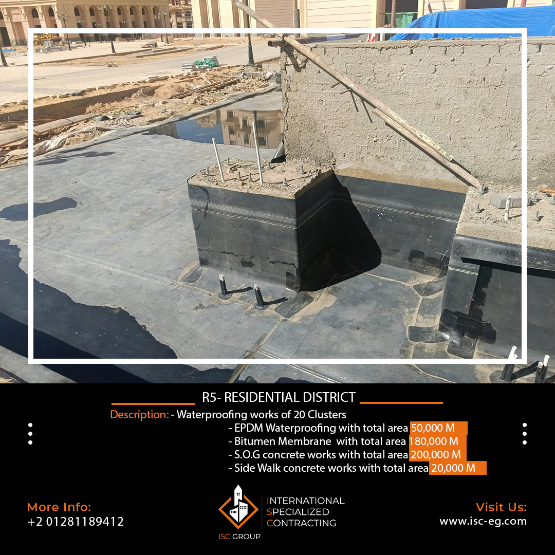 eg_isc's tweet photo. R5- RESIDENTIAL DISTRICT  📷
اعمال العزل في مشروع ال
R.5    📷
- EPDM Waterproofing for 20 Clusters with total area 50,000 m2
#Waterproofing
#Contracting #International #Specialized #Contracting
call now.
📷1282113219 https://t.co/GbLY25Bslk