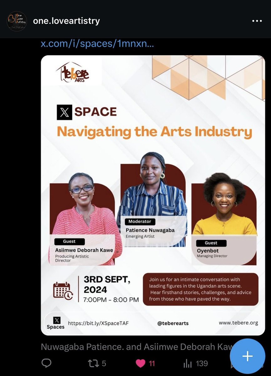 OneLove🤍Artistry (@immycaite18) on Twitter photo NAVIGATING THE ARTS INDUSTRY. Thank you so much for sharing your knowledge with the world
without holding anything back. Kenneth Kimuli <a href="/pablocomedian/">Kenneth Kimuli</a> it was so great to learn with you through your journey. We appreciate you all.#appreciatingartandartists NAVIGATING THE ARTS INDUSTRY. Thank you so much for sharing your knowledge with the world
without holding anything back. Kenneth Kimuli <a href="/pablocomedian/">Kenneth Kimuli</a> it was so great to learn with you through your journey. We appreciate you all.#appreciatingartandartists