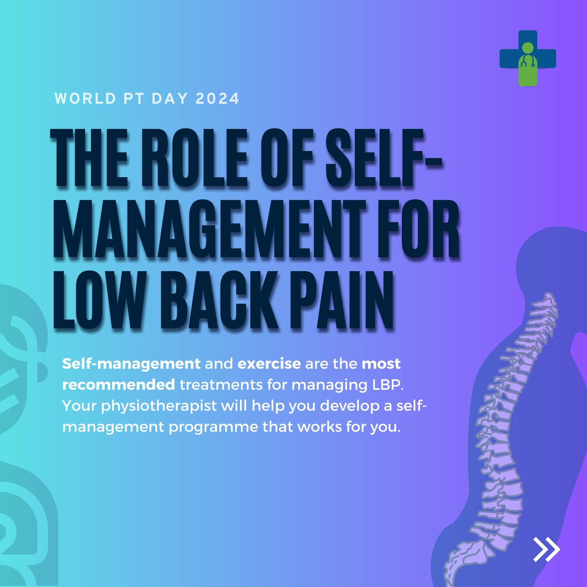 The role of physiotherapy in low back pain
Physiotherapists provide expert advice, guidance and treatment for LBP. They will help to improve your overall! health and wellbeing, while reducing your chances of future episodes. 
Happy World Physiotherapy Day
#lowbackpain #worldptday