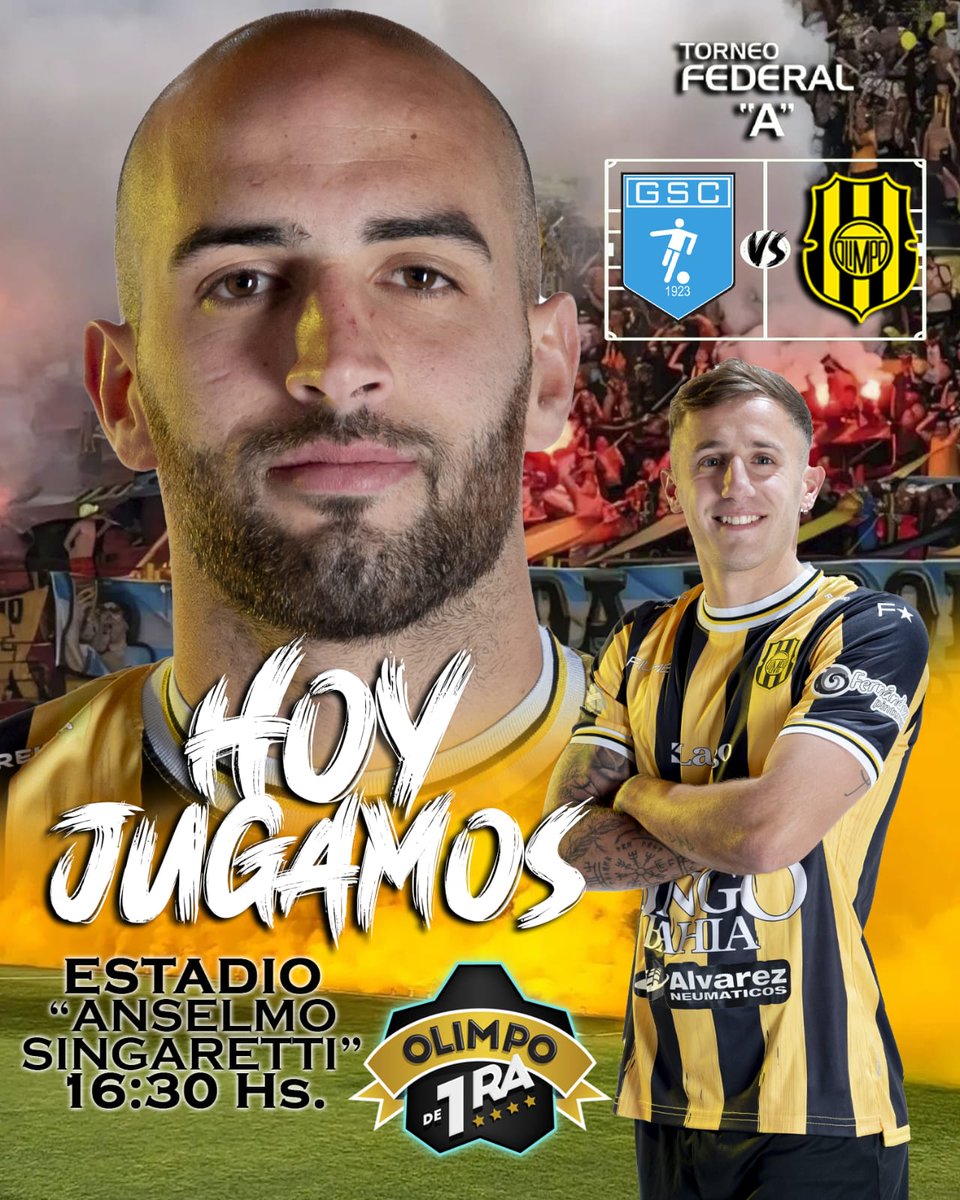 ⚽ ¡Hoy juega #Olimpo! 

🆚 Gutierrez (Mendoza)

🏆 Federal A | Segunda Fase - Fecha 8.

📆 Domingo 8/9

⌚️ 16:30hs.

👨🏻‍⚖️ Árbitro: Jonathan Correa

🏟️ Estadio: "Anselmo Singaretti"

🎙️ 15:30hs. Por la 95.5 FM.

#olimpo #gutierrez #Federala #futbol