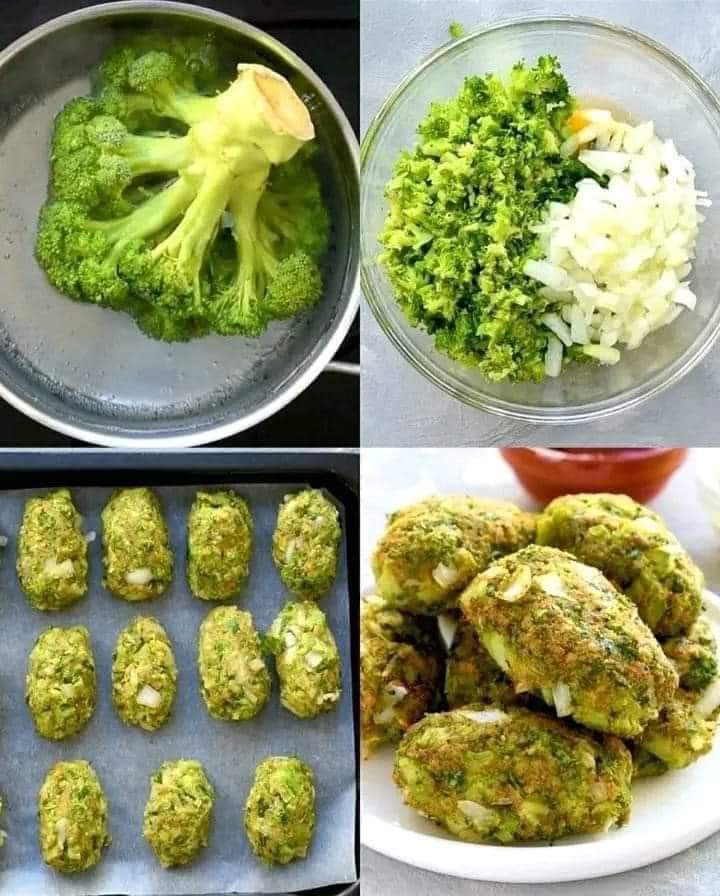 NutriologoGiron's tweet photo. CROQUETAS DE BRÓCOLI.

Ingredientes:
1 cabeza de brócoli
1/2 taza de queso cheddar
1/2 taza de pan rallado
1 huevo
1 cebolla, picada
1 cucharada de perejil
sal
pimienta

 preparación:
Cocine el brócoli en agua caliente durante 5 minutos, enfríe bajo el agua ascendente.
Picar la cabeza de brócoli fina.
En un tazón grande agregue queso, cebolla, huevo, pan rallado, perejil, sal y pimienta, brócoli picado, mezcle bien con las manos.
Forma croquetas y ponlas en forma de hornear.
Hornear a 180°C/350°F durante 15 minutos.