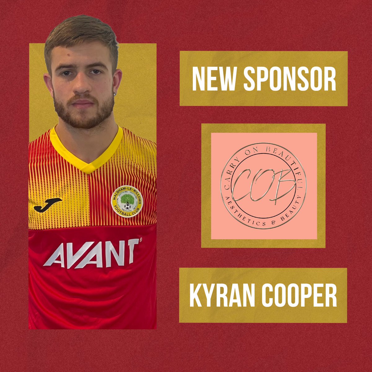 𝓝𝓮𝔀 𝓢𝓹𝓸𝓷𝓼𝓸𝓻…

Thank you to Carry on Beautiful aesthetics for sponsoring Kyran Cooper for the 2024/25 season.

Number : 07780333834
Email: carryonbeautiful@gmail.com