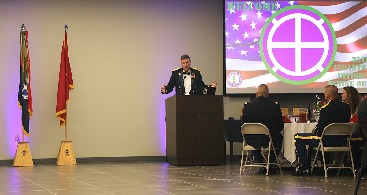 35th Infantry Division (@35div) on Twitter photo This weekend, Maj. Gen. John Rueger, Commanding General, 35th Infantry Division provided remarks during the opening of the 2024 Division Dining Out event at the Division Headquarters in Leavenworth, Kansas.
📷by Sgt. Evan Anderson
<a href="/KansasGuard/">Kansas National Guard</a> | <a href="/Missouri_NG/">Missouri National Guard</a> This weekend, Maj. Gen. John Rueger, Commanding General, 35th Infantry Division provided remarks during the opening of the 2024 Division Dining Out event at the Division Headquarters in Leavenworth, Kansas.
📷by Sgt. Evan Anderson
<a href="/KansasGuard/">Kansas National Guard</a> | <a href="/Missouri_NG/">Missouri National Guard</a>