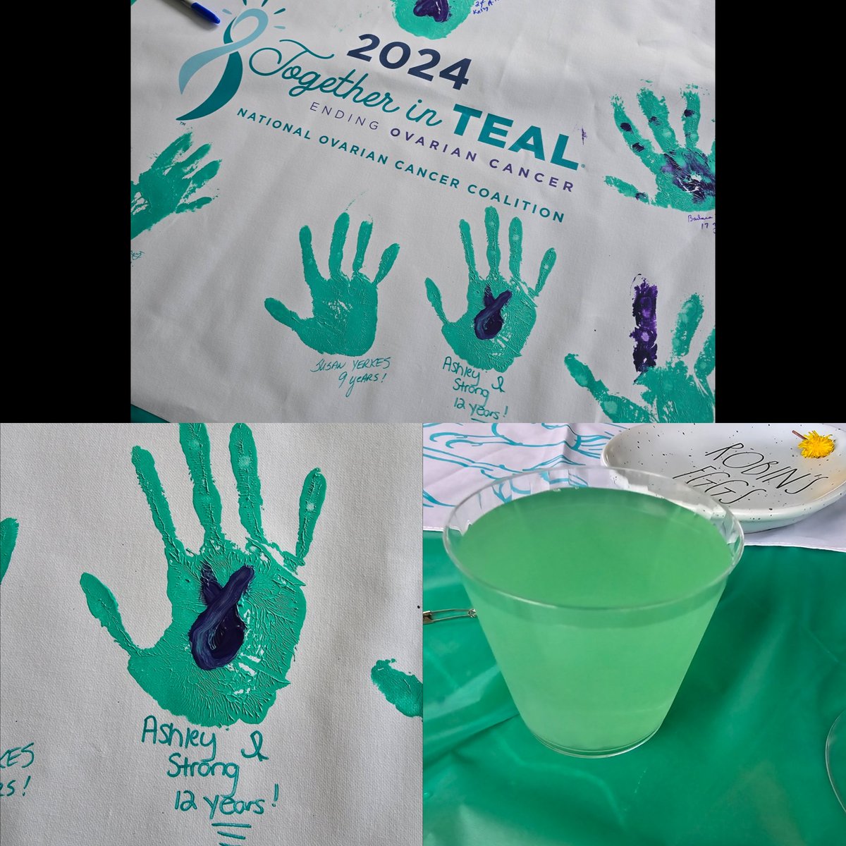 AshleySteinberg's tweet photo. Putting my handprint on the survivor banner. Blessed to have been able to write 12 years of being a survivor #ashleystrong 💪🩵🫶 https://t.co/T3mmhYQXF1