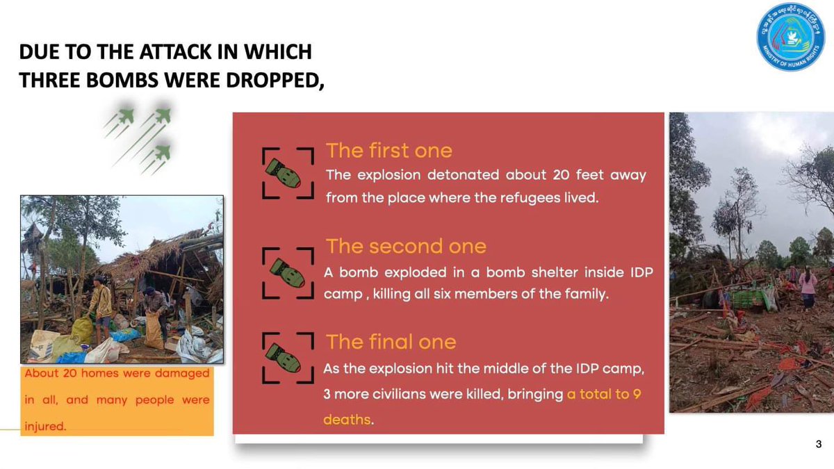 mohr_nug's tweet image. On 5,Sep: 9:45 pm, military #junta&apos;s aerial bombing targeted #IDP camp near Laei Village in Pekon Township, Southern Shan State, killing 11 civilians, including children, and injuring 12. #EndsImpunity #HumanRights#CrimesAgainstHumanity