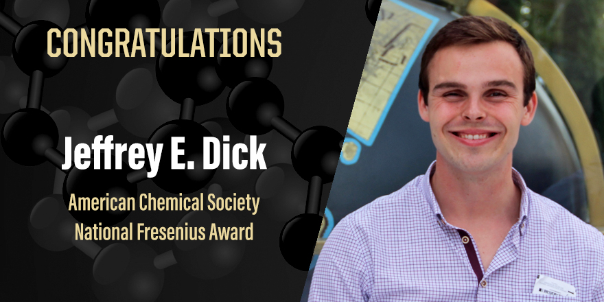 PurdueChemistry's tweet photo. A prestigious @AmerChemSociety award presented to the top chemist in the U.S. under the age of 35. Congrats Professor Jeffrey Dick! @Jeffrey_E_Dick @DickLab_Purdue @AnfacPurdue #TheNextGiantLeap Read more: https://t.co/A8IPM0Cg8b https://t.co/kL1Z3DzbBu