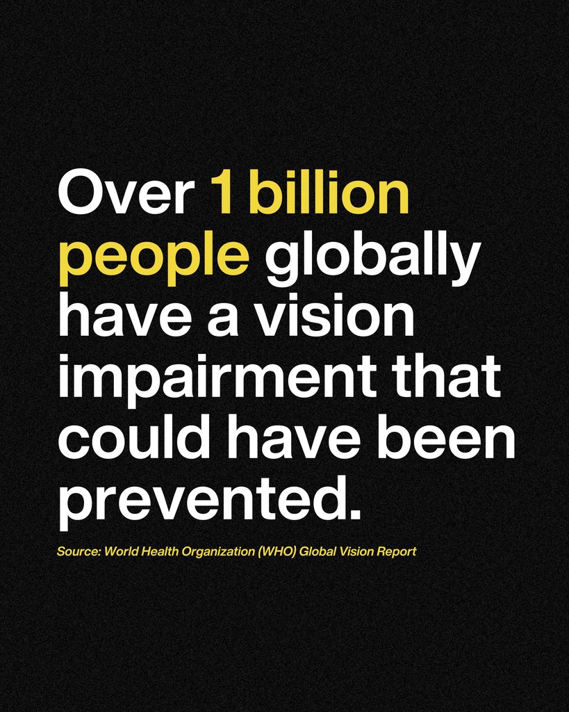 1 billion. That’s the staggering number of people worldwide living with vision impairment that could have been prevented or treated. It’s time to continue raising awareness and make eye care accessible to everyone, everywhere. Schedule that eye appointment!