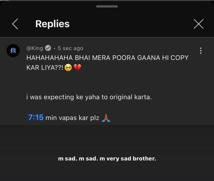 Bro is now acting like how emiway acted in emiway vs krsna diss