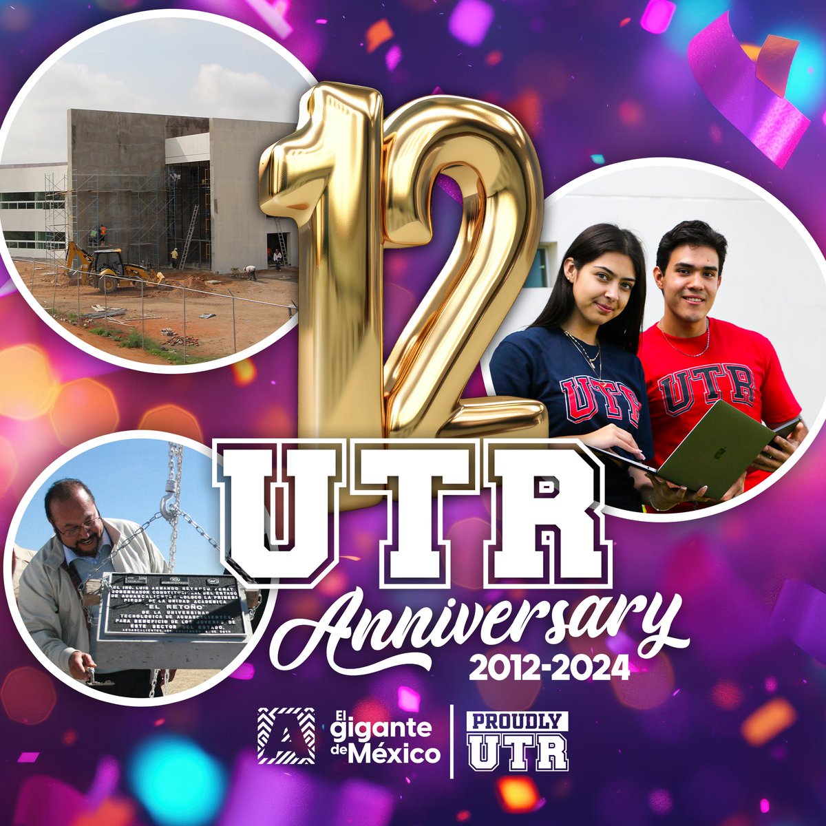🎊¡Hoy estamos de manteles largos! Es el cumpleaños número 12 de nuestra hermosa universidad. 🎉
Felicidades a la comunidad UTR que ha puesto el corazón y su compromiso para hacer de esta institución una gran familia. 🫶🏻Por siempre #SomosUTR #ProudlyUTR