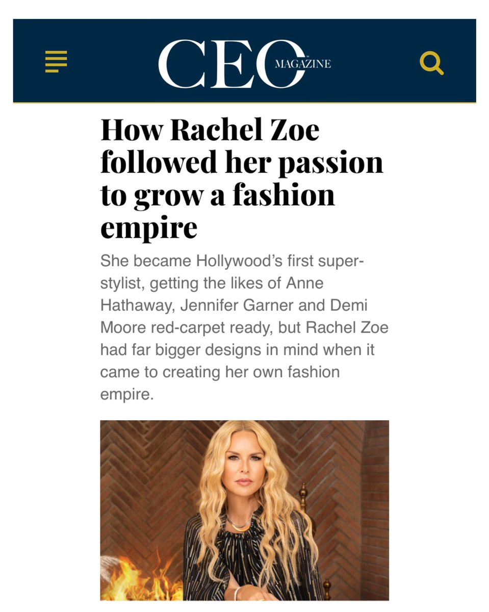 RachelZoe's tweet image. Thank you so much to The CEO Magazine for spotlighting my career in fashion, media and everything in between. I am so incredibly grateful to love what I do and I am still just getting started! Thank you all for being on this beautiful journey with me. I am not me without you 🙏❤️