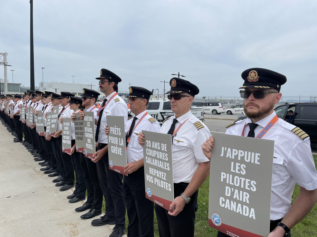 AirCanadaPilots's tweet photo. YUL pilots are united in pursuit of a world class contract. We’re dedicated to reaching an agreement, but Air Canada must meet our demands to prevent a strike.

#StrikeReady #alpapilots #YUL #aircanadapilots @AirCanada https://t.co/cregpnjmHq