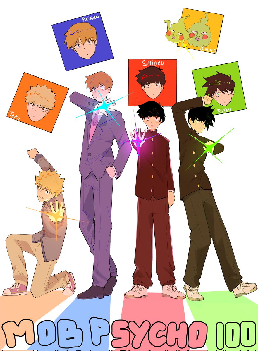 Tsuki_Glitch's tweet image. The 3 guys with powers, a spirit and Reigen.

Time for season 2 baby!
(I love the new op so much, and these guys too.)

#mp100 #mobpsycho100 #HanazawaTeruki #ReigenArataka #KageyamaShigeo #KageyamaRitsu