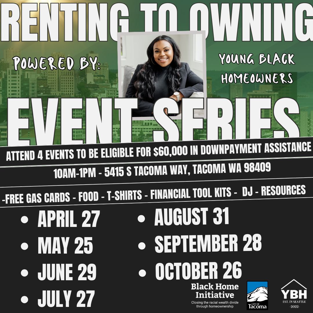Don't miss out on August's FREE "Renting to Owning" series event! This month's topic will focus on maintaining your home, the upkeep of homes, and what to do in times of hardship. RSVP today: buff.ly/3UbaiOW

#bhi #civiccommons #ybh #youngblackhomeowners #cityoftacoma