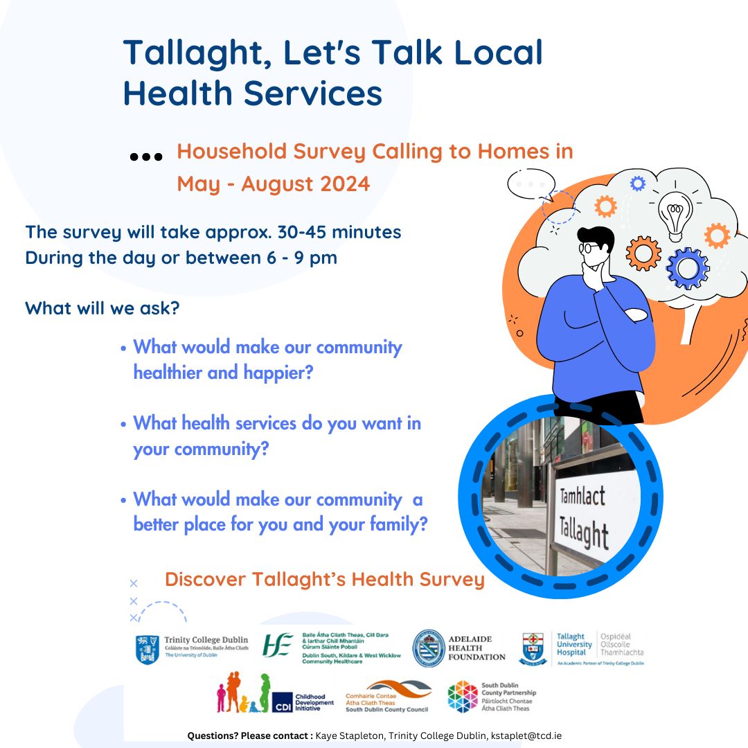 📢 Great news, Tallaght! The Tallaght Health Survey has been extended into August. 
#DSKWWCH #HaveYourSay #HANAProject #TrinityResearch #HealthForTallaght #HANARound3 #TallaghtHealth #HealthyTrinity @catherinedarker