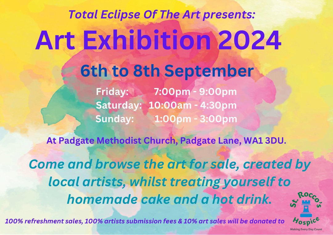 MsHels76's tweet photo. Over 180 pieces of art by more than 40 local artists on view and for sale.
Prices start at only £25 for an original artwork!
Please share! We want to raise as much money as we can for @StRoccos https://t.co/tFN2U4vKKK
