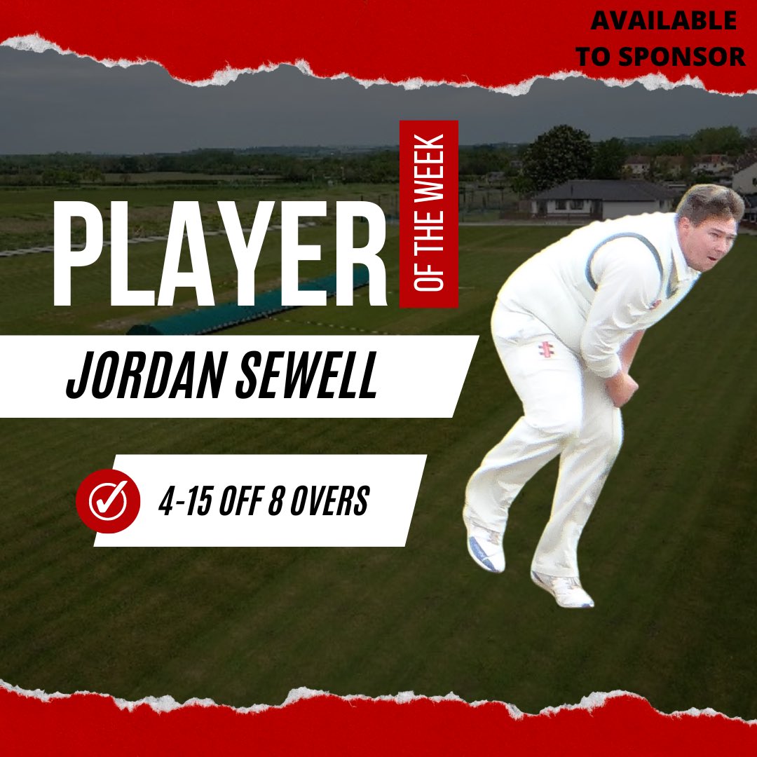 𝗣𝗹𝗮𝘆𝗲𝗿 𝗼𝗳 𝘁𝗵𝗲 𝗪𝗲𝗲𝗸

👏 Player of the Week goes to Jordan Sewell, for his fantastic bowling figures of 4-15 off 8 overs in the 2️⃣s win against Wellington 3.

🤝 Available to Sponsor 

#iltoncricketclub #playeroftheweek