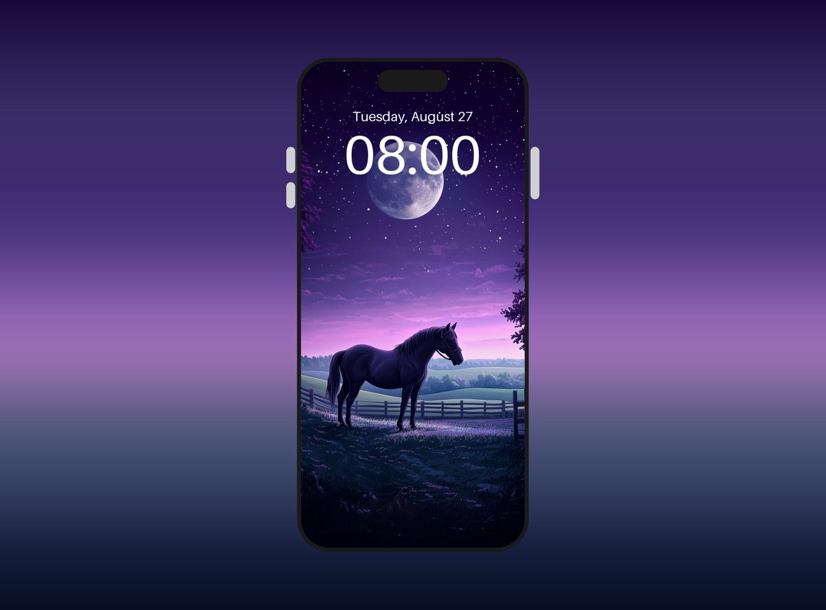 Midjourneyguy's tweet photo. Serene horse beneath a luminous moon wallpaper. https://t.co/ka58c0MXLa