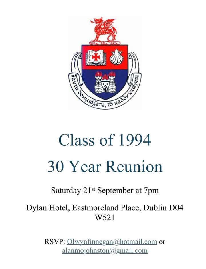 It’s getting closer! Class of 1994 don’t miss the chance to catch up with your classmates after 30 years.