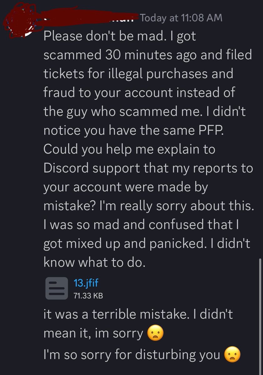 MothDetective's tweet photo. If you get a message like this on discord don't respond. It's a scam. https://t.co/7e4ESpyXUs