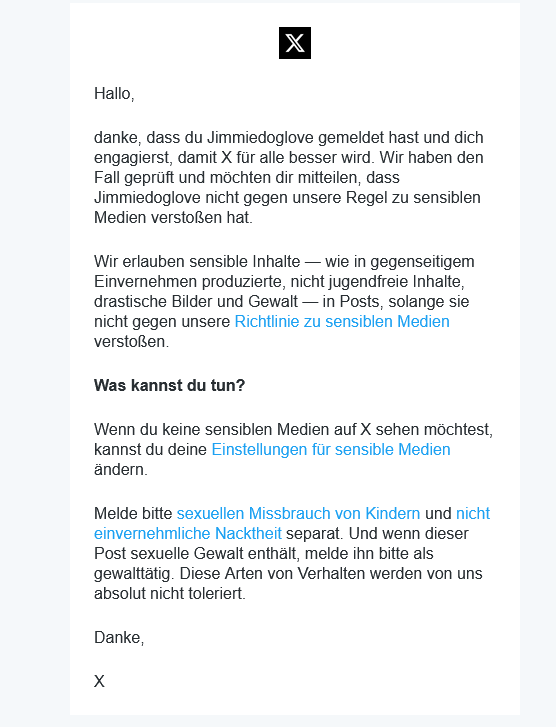 fick dich twitter

tierpornografie darf hier offen geteilt  werden aber wenn ich jemanden fett nenne ist das ein schlimmes vergehen und ich muss mein tweet löschen