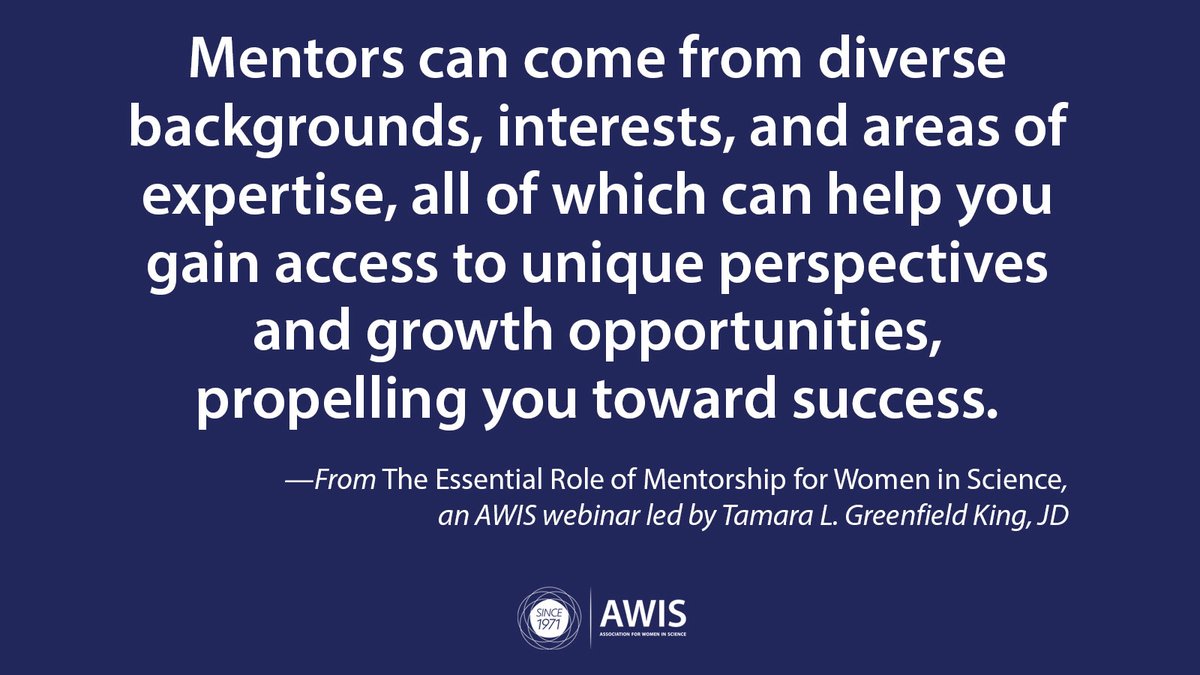 Mentorship is a powerful tool. A recent AWIS webinar led by Tamara L. Greenfield King, JD, focused on the importance of this key resource. AWIS member Megha Lal shares highlights. Read more: awis.org/resource/essen… #WomenInScience #Mentors