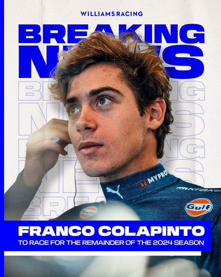 FRANCO COLAPINTO CORRERÁ EN F1 A PARTIR DE MONZA!!!!!!

VOLVEMOS A TENER UN ARGENTINO 🇦🇷 EN F1!!!!!