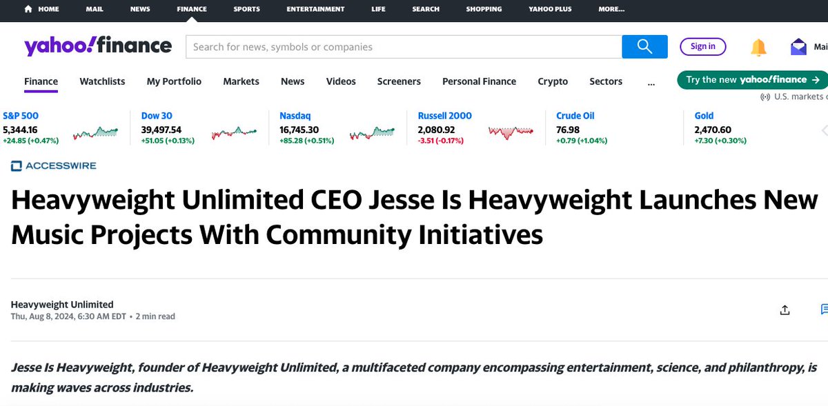 Thanks <a href="/YahooFinance/">Yahoo Finance</a> Grateful to play my role in Saving The World one initiative at a time.