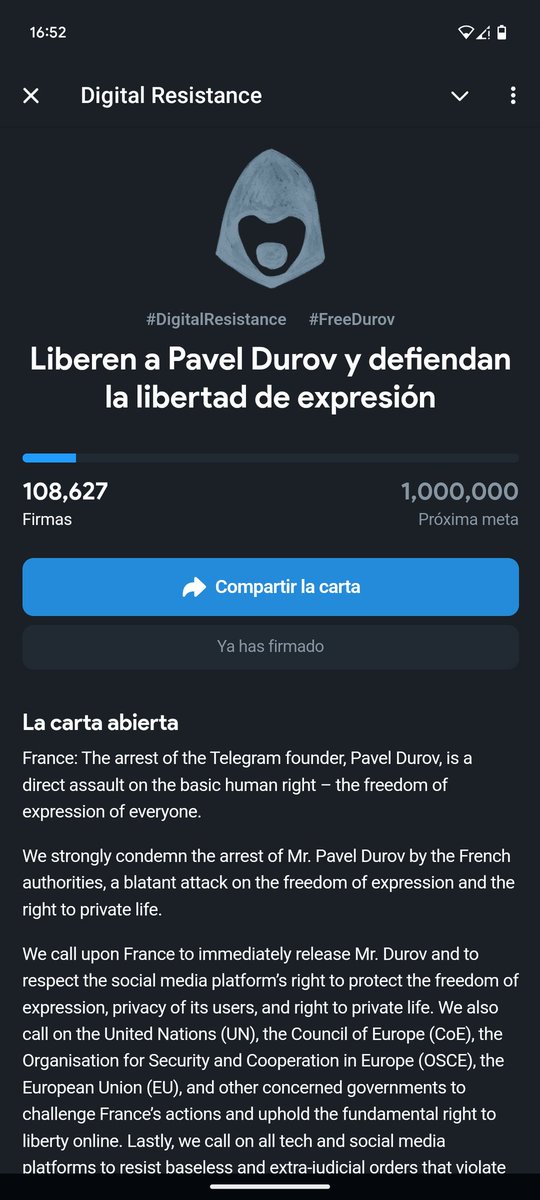 elrincondeatom's tweet photo. Entrando a este bot y firmando la carta apoyamos la causa
https://t.co/caw926coiu

Hasta Elon está a favor de Durov
https://t.co/IqrwQJ3LzC

#freedurov #freepavel https://t.co/QkV88iTZhq