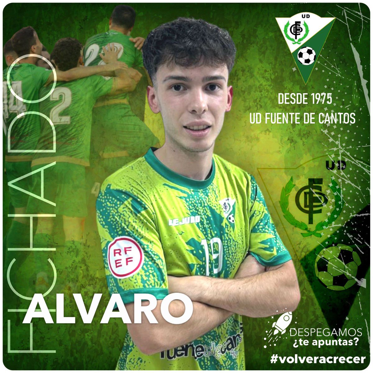 UDFDC's tweet photo. 🚨FICHAJE‼️
Vamos cerrando la plantilla con otro fichaje, @aalvaroigleesias un chico de la casa que, tras su periodo de prueba en el equipo senior, cumple y se queda con nosotros.
¡Encantados de tenerte en casa, Álvaro! 💚🤍💪
#udfdc #fuentedecantos #futbol #volveracrecer https://t.co/2Mg8DvZNIy