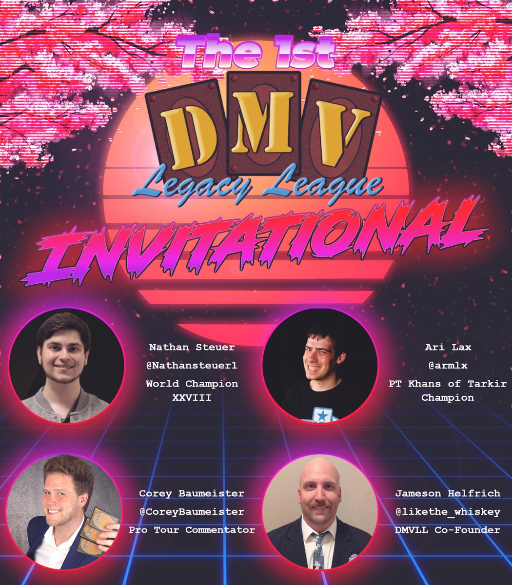 DMVLegacyLeague's tweet photo. The DMV Legacy League is excited to announce our commentary crew for this year’s inaugural invitational! 

Be sure to tune in October 12th on the Twitch for a full day of Grief free Legacy helmed by the team of @CoreyBaumeister,  @Nathansteuer1,  @armlx and  @likethe_whiskey! https://t.co/nPHKM6ET1e