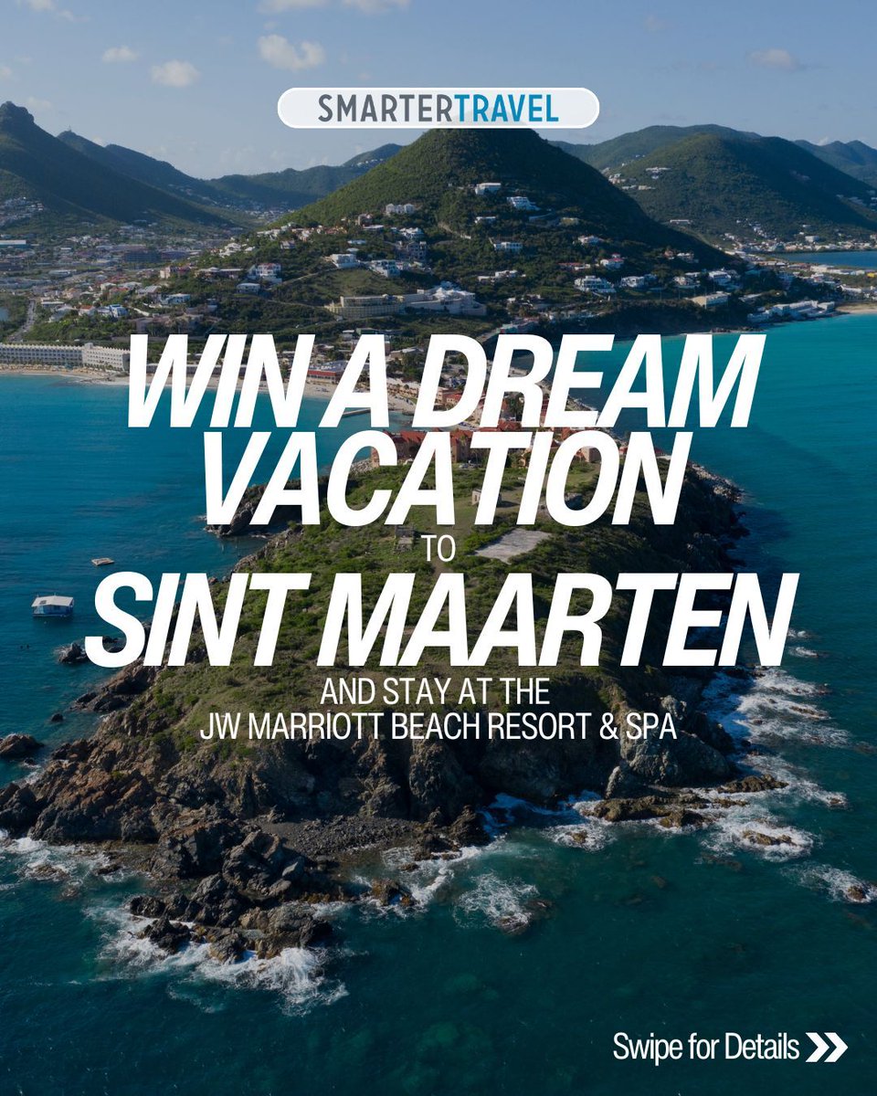 SmarterTravel's tweet image. Giveaway Alert! 🎉 We teamed up with @vacationsxm to bring you a dreamy getaway to St Maarten! 🌴✨  buff.ly/3T4FsYp 
Prize includes: 
🏨3 nights at JW Marriott St Maarten Beach Resort &amp;amp; Spa 
🍽️ Breakfast for 2
✈️Flight credit
💆‍♀️Spa credit
#giveaway #sweepstakes #win