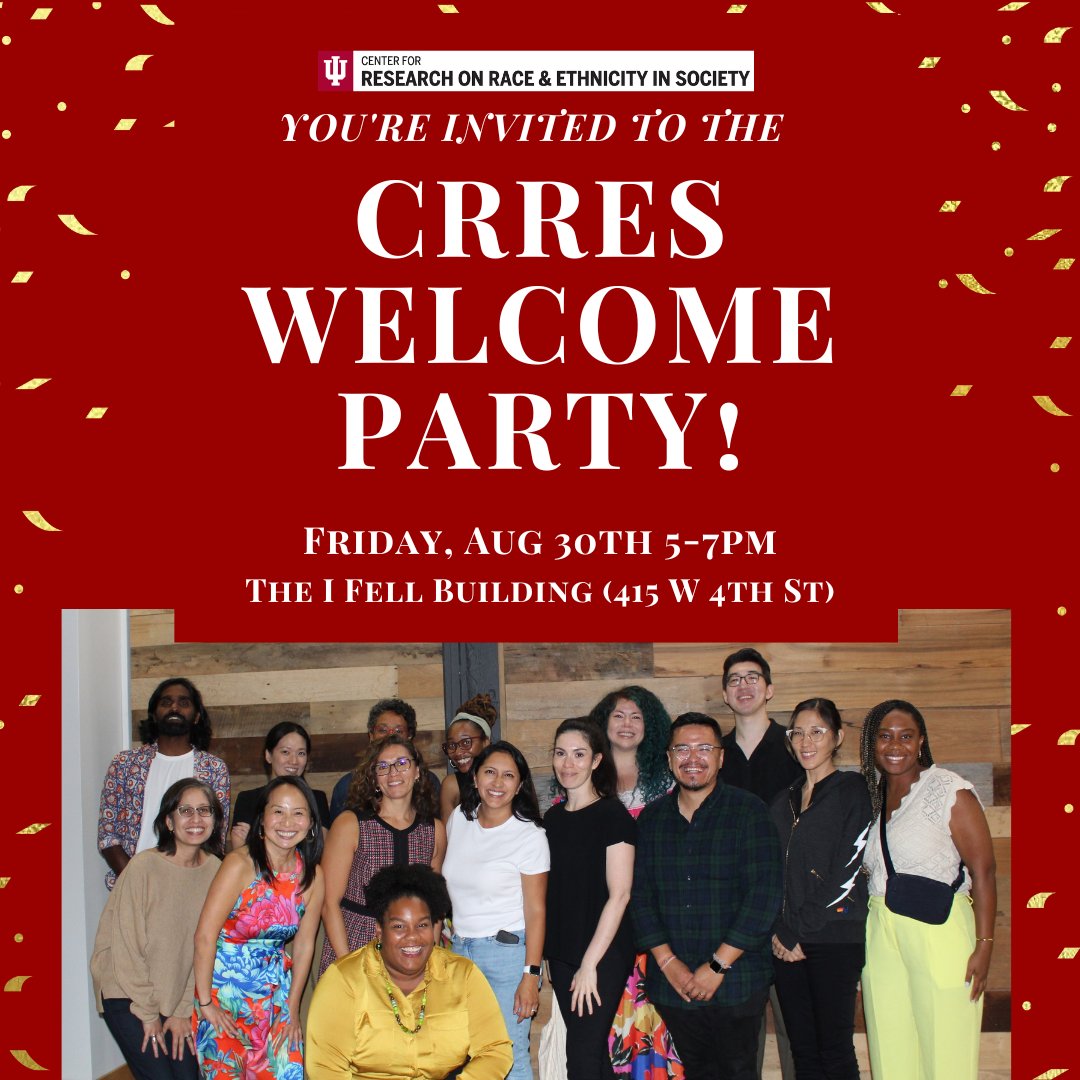🎉 Join CRRES for our festive welcome party! Reconnect with old friends &amp; meet new colleagues over drinks &amp; delicious catering. Feel free to bring your partners, kids, &amp; anyone interested in CRRES–no RSVP needed!

📆 Friday, Aug 30th, 5-7pm
📍The I Fell Building (415 W 4th St)