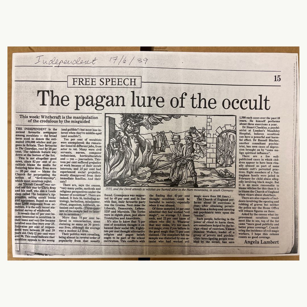 From the Archive: Independent Newspaper article on 'the Pagan lure of the occult' published in 1989.

This article discusses why witchcraft is the manipulation of the credulous by the misguided.

All copyrights belong to The Independent.

#pagan #occult #historicalimages #history