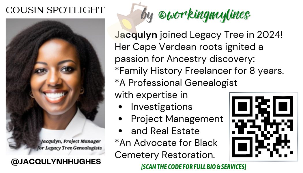nzoCALIFA's tweet image. 👏🏿@workingmylines Cousin Spotlight: Jacqulyn H. Hughes one of @LegacyTree's newest  Project Managers: tinyurl.com/4kebbpt6 #CapeVerde #GenPro #RealEstate #Maps