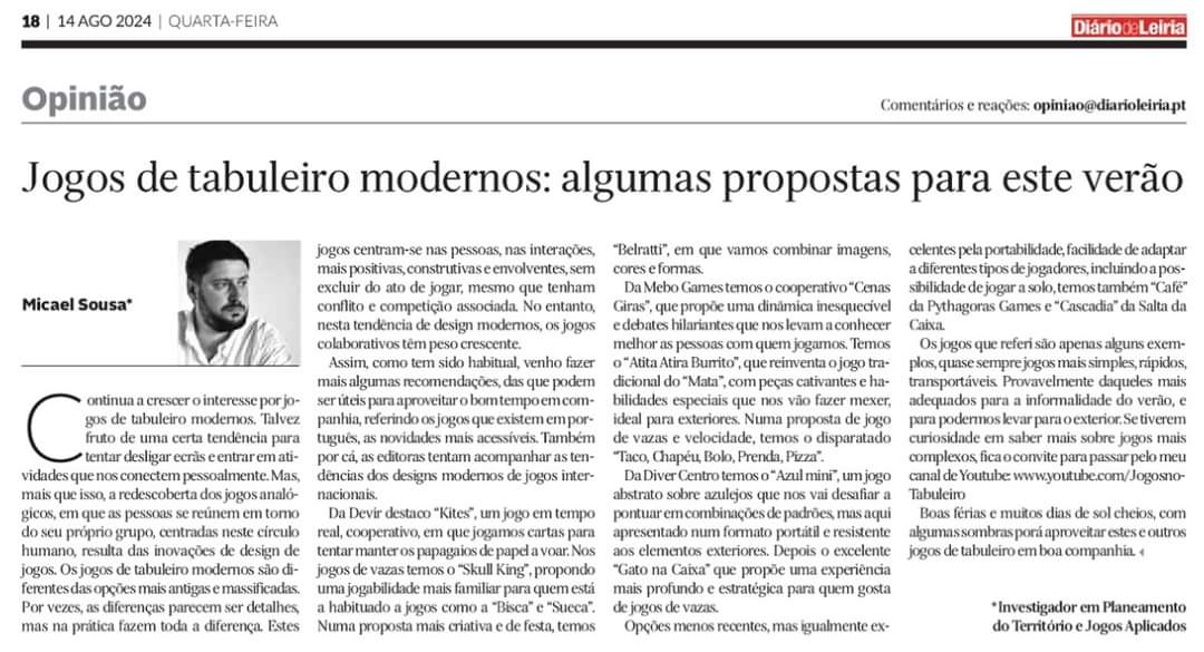 Algumas recomendações de jogos de tabuleiro para este verão. Recordando o texto para o Diário de Leiria . Uma forma de aproveitar as férias de forma construtiva e ativa.
Mais recomendações no Jogos no Tabuleiro em youtube.com/JogosnoTabulei…
#jogos #jogosdetabuleiro
