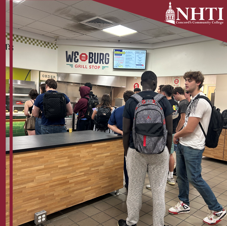 NHTI's tweet photo. Our on-campus Bistro is busy today making delicious burgers! Be sure to stop in during lunch for some great options to use your dining dollars! #lynxinaction #diningplan https://t.co/OgAFsbITCg
