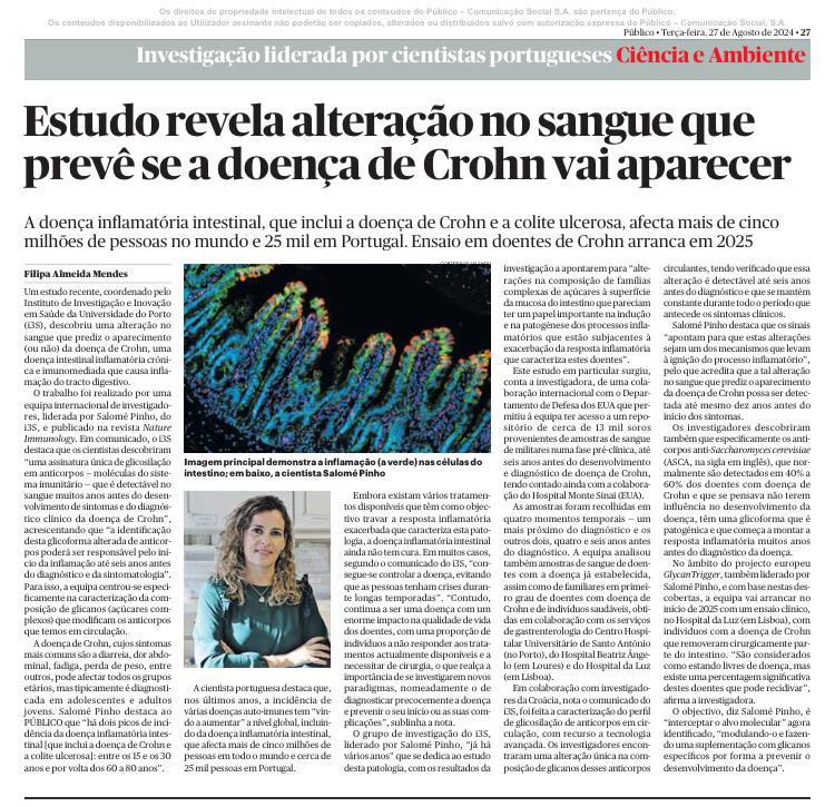 Salome Pinho (@salome_s_pinho) on Twitter photo Happy to see our <a href="/NatImmunol/">Nature Immunology</a> study highlighted in national news <a href="/Publico/">Público</a> and TV! And also with a great digest in Nature Research Briefing . #glycotime <a href="/i3S_UPorto/">i3S-Instituto de Investigação e Inovação em Saúde</a> <a href="/gaifem_joana/">Joana Gaifem</a> <a href="/claudia_msr/">Cláudia Rodrigues</a>
nature.com/articles/s4159… Happy to see our <a href="/NatImmunol/">Nature Immunology</a> study highlighted in national news <a href="/Publico/">Público</a> and TV! And also with a great digest in Nature Research Briefing . #glycotime <a href="/i3S_UPorto/">i3S-Instituto de Investigação e Inovação em Saúde</a> <a href="/gaifem_joana/">Joana Gaifem</a> <a href="/claudia_msr/">Cláudia Rodrigues</a>
nature.com/articles/s4159…