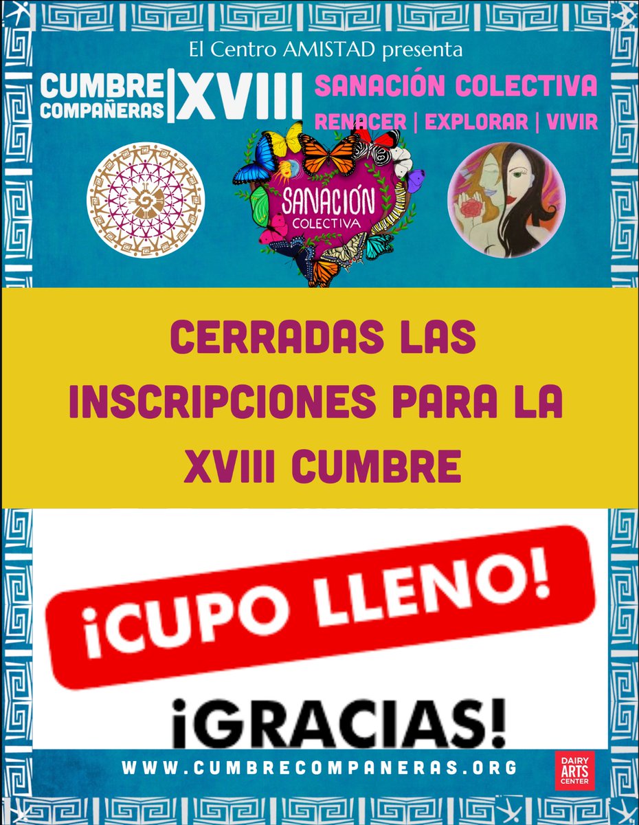 elcentroAMISTAD's tweet photo. 🌟 ¡Faltan 6 días para la XVIII Cumbre Anual Compañeras! Inscripción completa: ¡nos vemos el año que viene! #CumbreDeMujeres #boulder #bouldercolorado https://t.co/025wiB2QQN