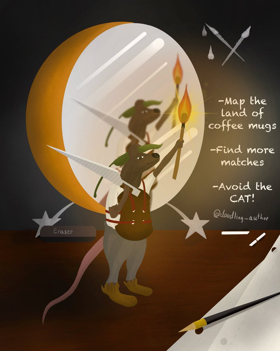 This is Studio. Studio is a studio mouse with adventure on the heart and an exacto blade over his shoulder.