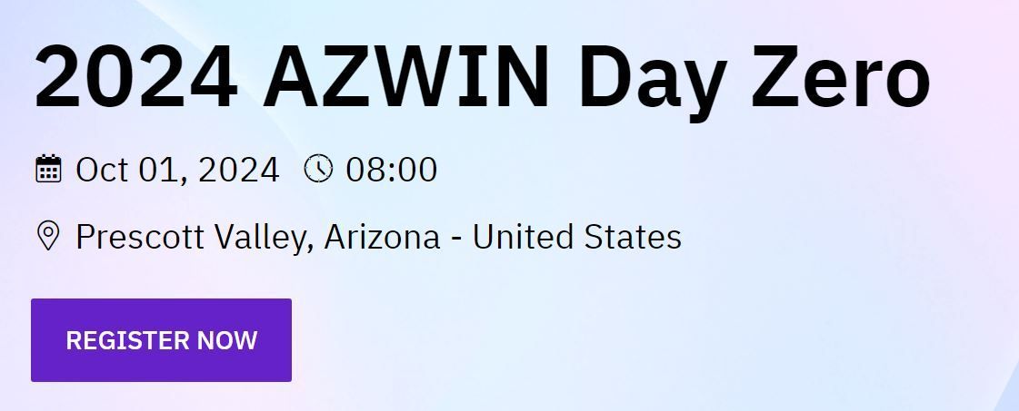 AZWINps's tweet photo. Attention Professional and sworn Staff - Did you know?! We will be offering our very popular "Day Zero" training again this year for both! Use the Day Zero link below and select Sworn or Professional Staff at the ticket menu.2024 AZWIN Day Zero (https://t.co/hi4a0gCf5Z) https://t.co/CWfuHamj7m