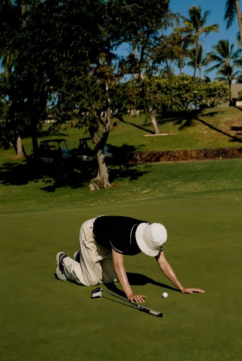 Under the bright sunlight, I decided to hit the golf course. Caught in a candid shot while stretching, it’s one of those cool moments that really helps me unwind.