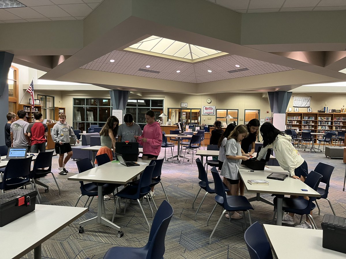 Breakout boxes in the library! Students had to look up call numbers and locate the books on the shelves to get the codes for their locks. <a href="/CreeksideMS/">Creekside MS</a>