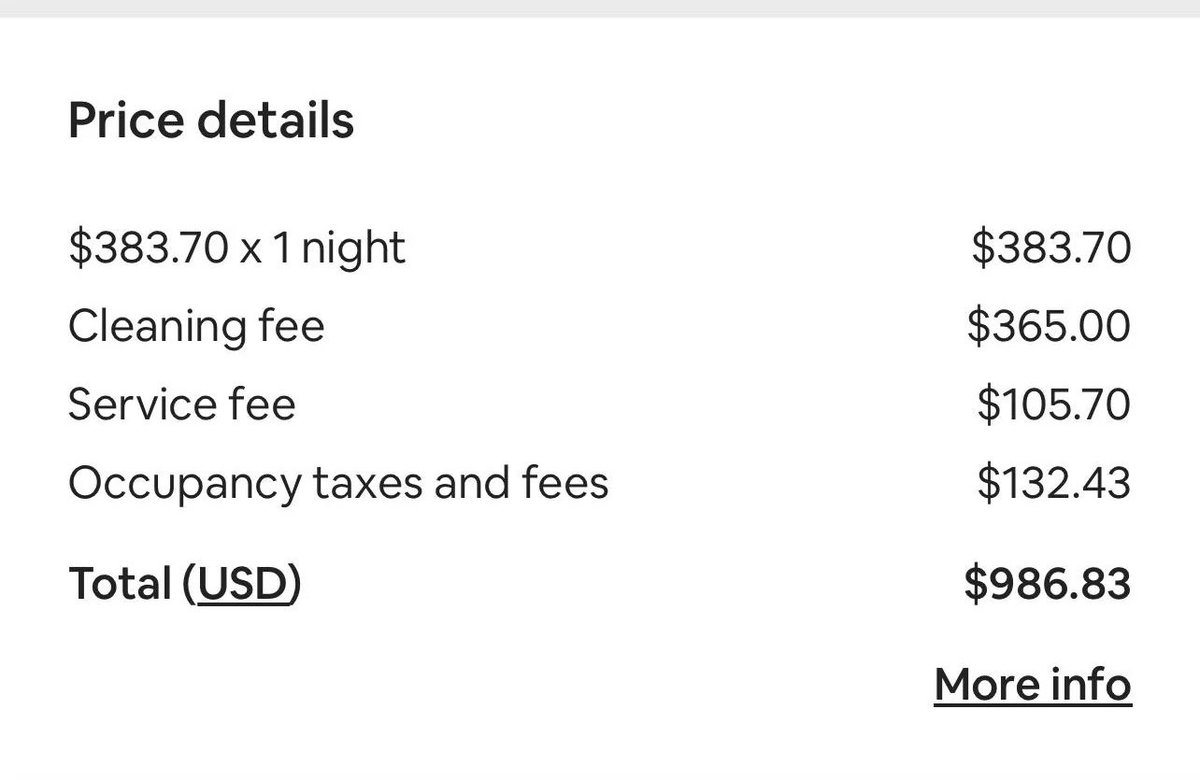 TheAlphaThought's tweet image. Airbnb is doing a great job of redirecting customers back to the hotel market with these cleaning fees