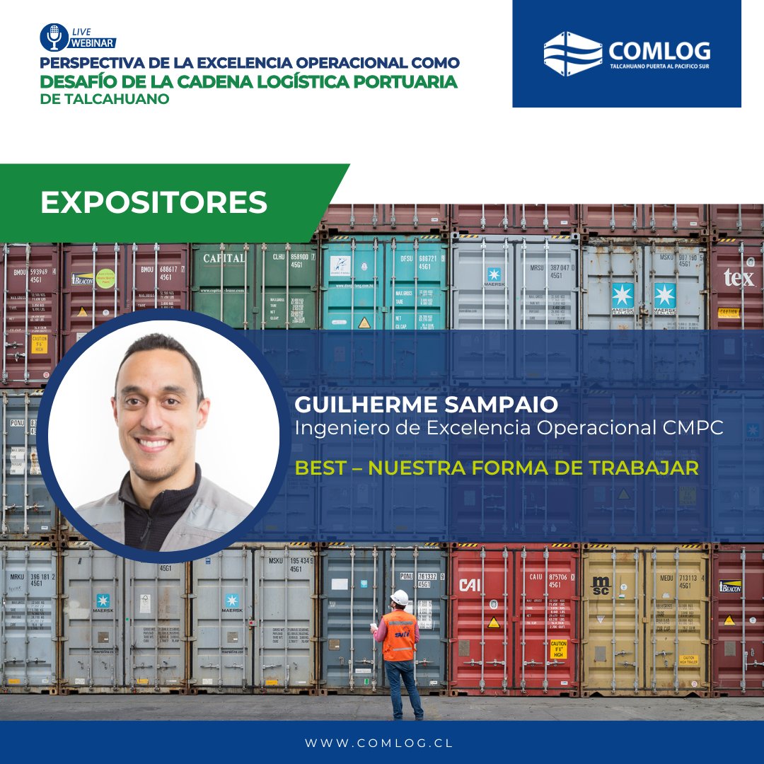 Te invitamos a participar en el webinar que será este jueves 29 de agosto: “Perspectiva de la excelencia operacional como desafío de la cadena logística portuaria de Talcahuano”, organizado por la Mesa Técnica de Procesos de <a href="/Comlog_Chile/">Comlog</a>. Inscríbete aquí: bit.ly/3T1bi8J