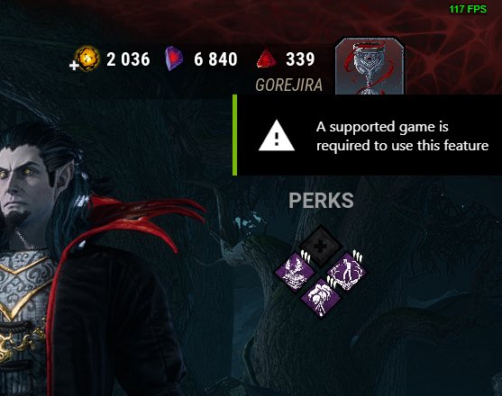 GOREJ1RA's tweet image. You can't use filters anymore with NVIDIA GeForce on Dead by Daylight.