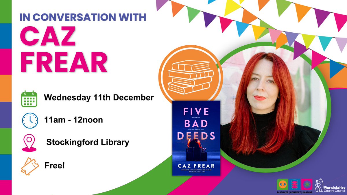 Do you enjoy a good thriller? Then don’t miss this!

We are excited to be welcoming <a href="/CazziF/">Caz Frear</a> to Stockingford Library on Wednesday 11th December at 11am to talk about her latest books Five Bad Deeds.

Find out more and book your free place at eventbrite.co.uk/e/in-conversat…