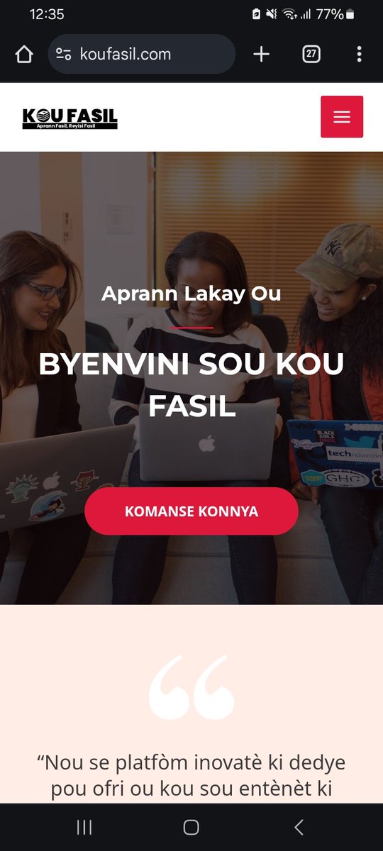 guensgraphics's tweet image. Jodi a nou ajoute kèk ti bagay sou Sit la. 
Nou ajoute paj ak imaj, ak nouvo logo nou.
Rete konekte kotinye suiv devwa sa. 
Se gwoup etidyan ki patisipe nan fòmasyon kreye Sit entènèt la ki fè li
#Webfasil 
Kontinye al vizite koufasil.com